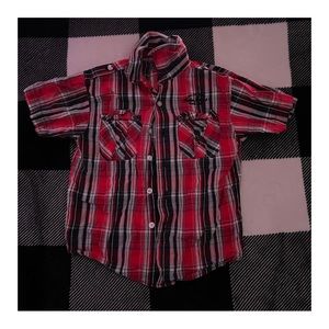 Red and black|white plaid shirt